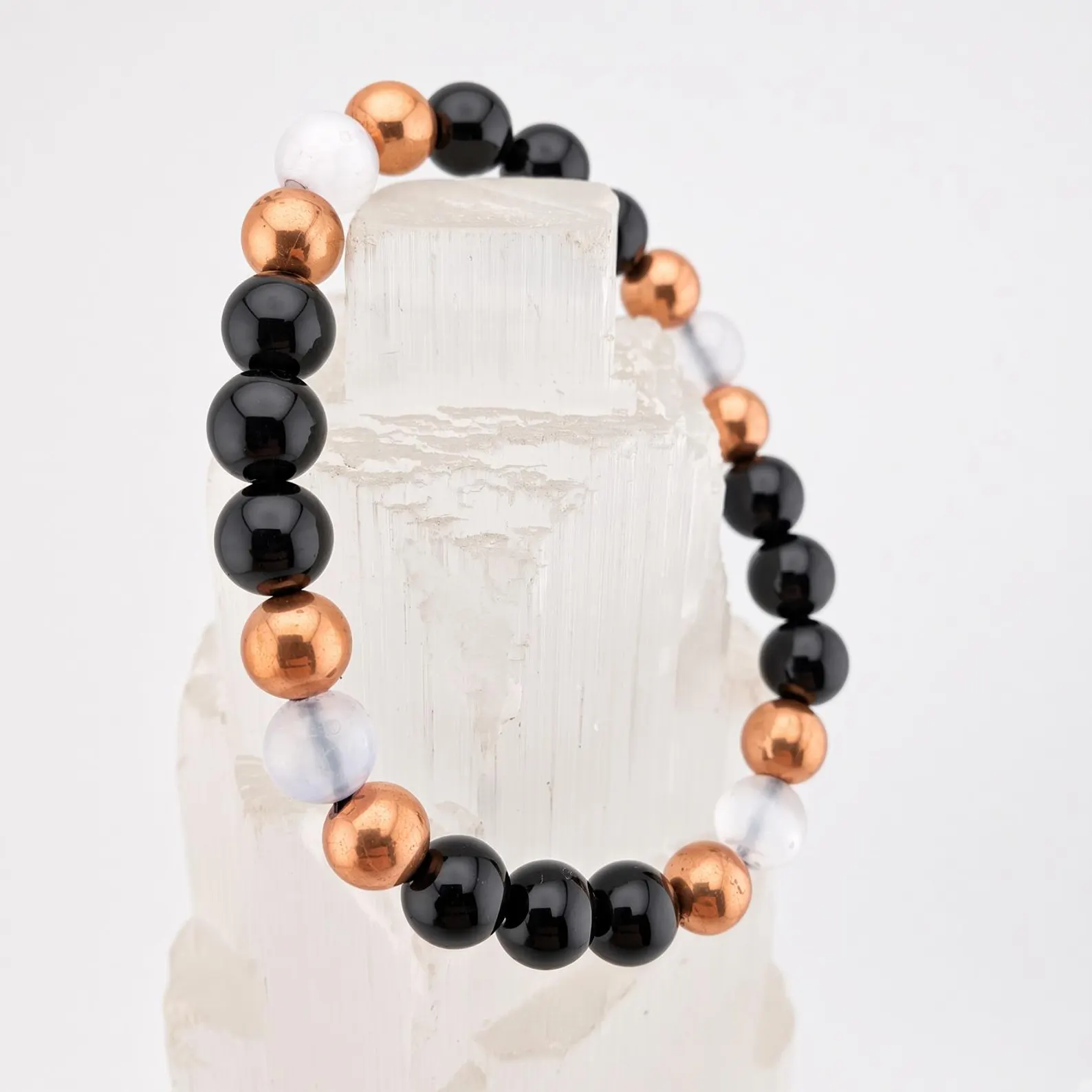 EMF Protection Bracelet | Obsidian Selenite Copper | Energy Jewelry for Men & Women