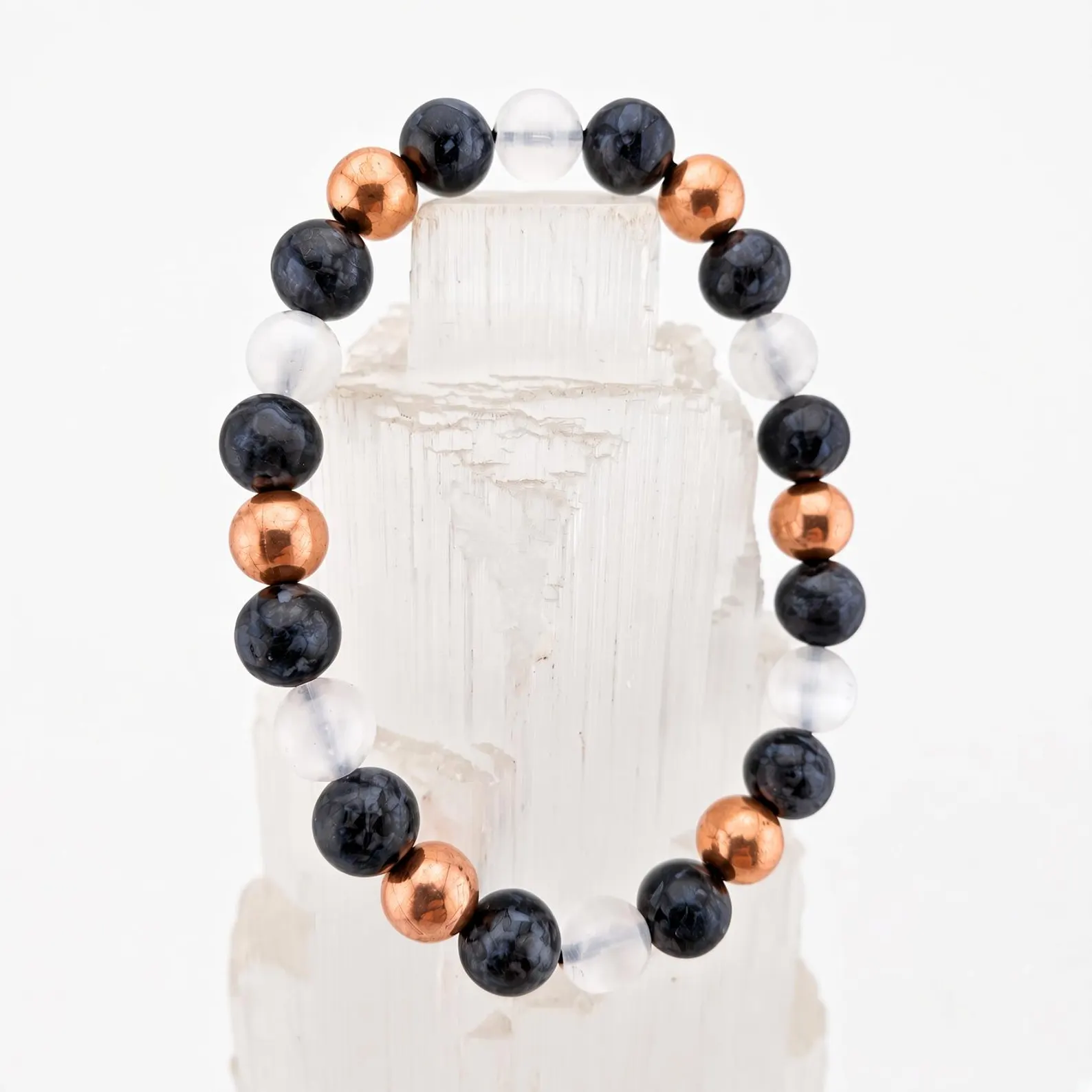 Mystic Merlinite Indigo Gabbro EMF Protection Bracelet 8mm
